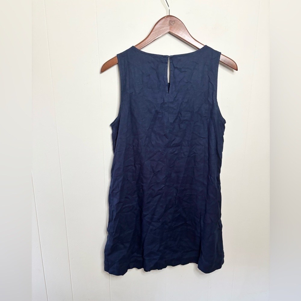 J Crew navy blue linen mini shift dress size 6P petite new - Picture 5 of 5
